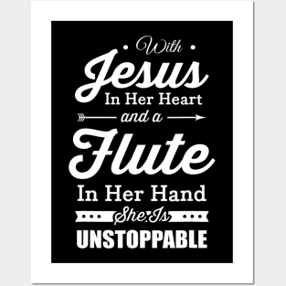 With Jesus In Her Heart Flute player Posters and Art